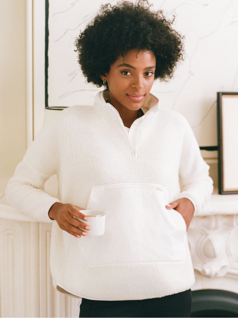 Tuckernuck White Fleece Cady Quarter Zip Size XL/XXL NWT